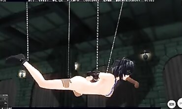 3D Anime Dungeon Threesome: Rough college girl DP & Creampie Part 4