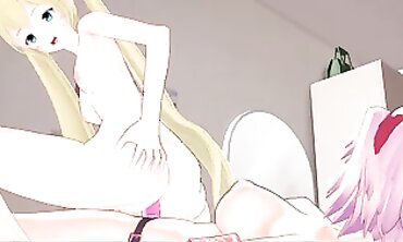 Naruko Takes a Strap-On from Sakura in Rough Lesbian Action