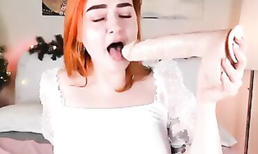 Lovely Redhead Webcam Slut Gives Deep Throat Blowjob