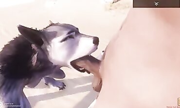 Unshaved Wolfgirl Rasha Takes a Huge Cock