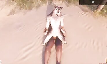 Unshaved Wolfgirl Rasha Takes a Huge Cock