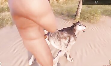 Unshaved Wolfgirl Rasha Takes a Huge Cock