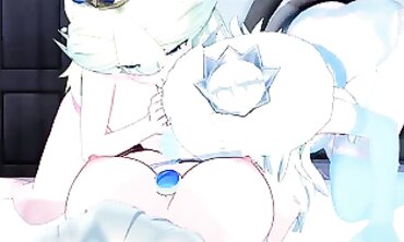 Bowsette Strap-On Threesome with Peach and Rosalina