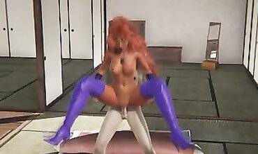 3D Anime Hookup with Redhead Superhero Starfire