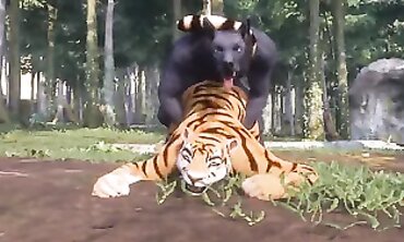 Werewolf and Tiger Bimbos in the Wild Forest