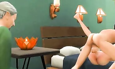 Sims 4: Elder Man Entertained with a Little Spectacle