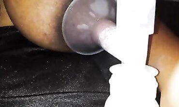 Dark-Hued Beauty Pumping Milk From Her Lush Breasts