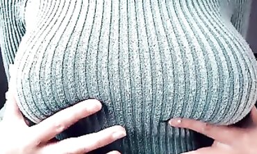 Joy Poses in a Tight Knitted Sweater