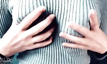 Joy Poses in a Tight Knitted Sweater