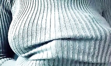 Joy Poses in a Tight Knitted Sweater
