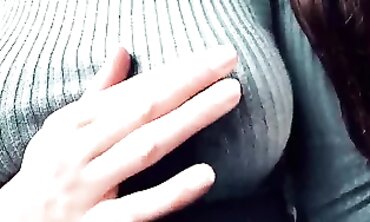 Joy Poses in a Tight Knitted Sweater