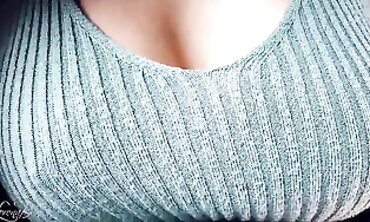 Joy Poses in a Tight Knitted Sweater