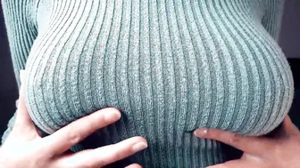 Joy Poses in a Tight Knitted Sweater