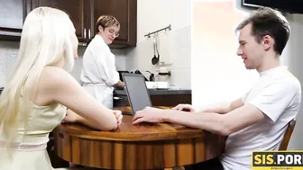 Blonde Step-Sister with Natural Tits Loves Impudent Blowjob Hobby