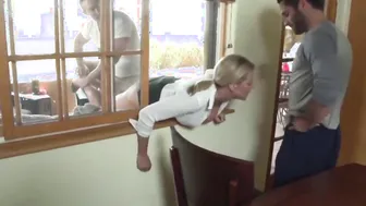 Busty MILF Gets Stuck in Window and Raped by Two Guys