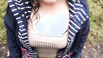 barely legal MILF Sensual Blowjob Outside - Older Mom Swallows Huge Black Dick In Public
