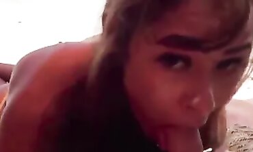 POV Blowjob in Bikini on the Beach with Sexy Jamaica