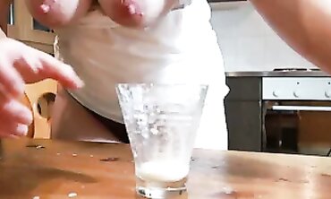 BBW Milf Lactates And Swallows Her Own Milk