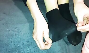 Czech Ebony MILF Socks & Toejob POV Fetish
