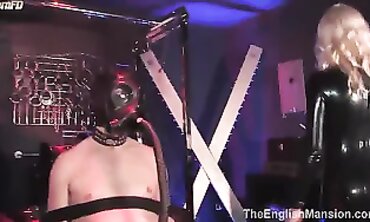 British Goddess in Latex Smokes and Masturbates