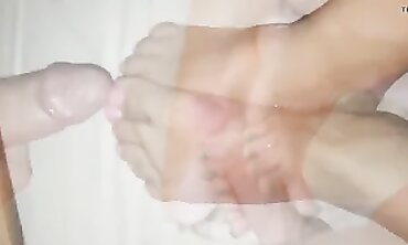 POV Amateur Footjob Compilation with Creampie