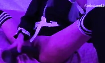 Fledgling college-aged Yo Maid attempting to Nailed Lengthy Black Wood big black cock inwards Cock-squeezing Unspoiled Labia Thighjob