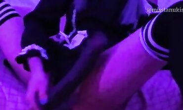 Fledgling college-aged Yo Maid attempting to Nailed Lengthy Black Wood big black cock inwards Cock-squeezing Unspoiled Labia Thighjob