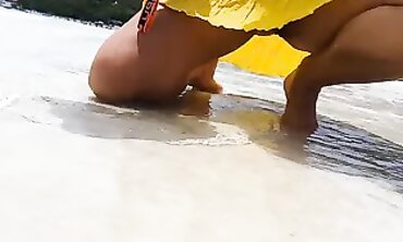 Public Exhibitionist Fetish - Busty Blonde MILF Shows Off Her Ass in Public