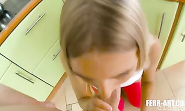 Ash-Blonde Petite Babe Gets Rough Hardcore Kitchen Fuck