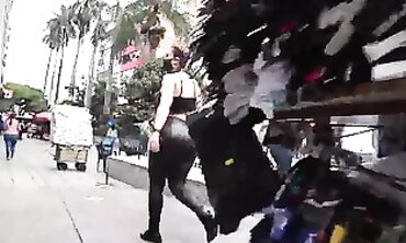 Fit Brunette Squeezes Cock in Tight Leggings