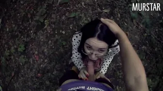 Brunette Student Photographer Gets Creampie in the Forest