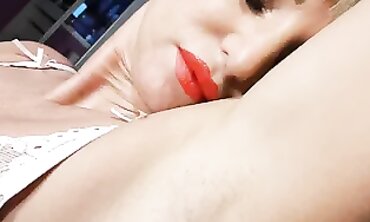 Russian Blonde in Stockings and High Heels Explores Underarm Bondage