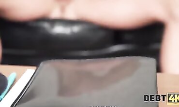 DEBT4k: Redhead Camgirl Seduces Debtor with Rough Sex