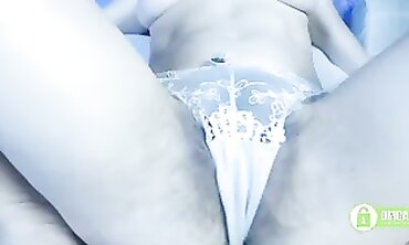 KristyNice Shows Off Her Hairy Pussy Through A Milky G-String