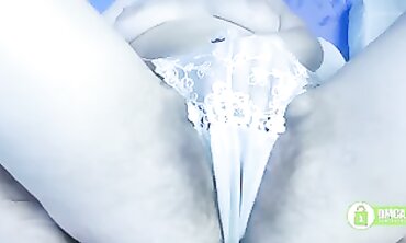 KristyNice Shows Off Her Hairy Pussy Through A Milky G-String