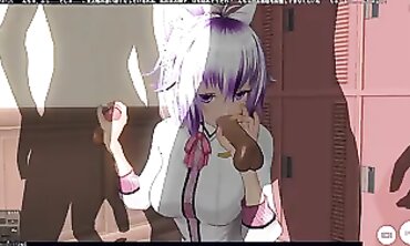 3D Hentai Threesome: Rough Locker Room Fuck