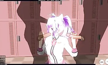 3D Hentai Threesome: Rough Locker Room Fuck
