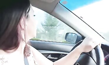Natural MILF Nicole Gives Deep Throat in Public Car