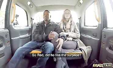 Redhead Lenina Crown Gets Interracial Bangs in Fake Cab
