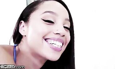 POV Interracial Blowjob: Desperate Alexis Tae Swallows Mick Blue's Thick Cock