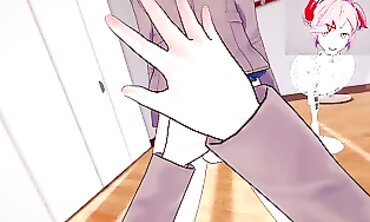 Alt. Doki Doki Futa Pub: Futa Natsuki Sladké Kurva s Futa Yuri | Taker pov