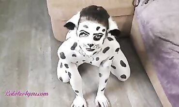 Super-Sexy Babe in Dalmatian Costume Gets Railed Hard