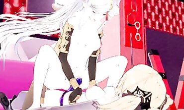 Ningguang Takes a Rough Anal Toy from Fischl in Genshin Cosplay