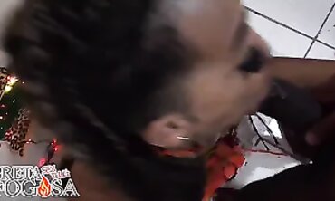 Latina Mrs. Claus Gets Amateurs Facial Cuckold Blowjob