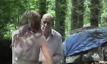 Granddad Caught with Two barely legal Nymphs in a Threesome