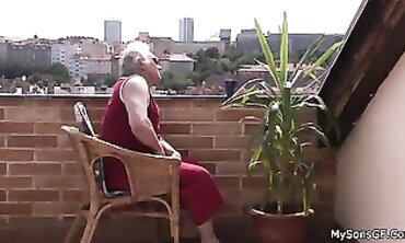 Ponytailed Mature Lucy Bell Takes on a Younger Man