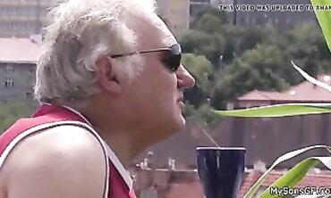 Ponytailed Mature Lucy Bell Takes on a Younger Man