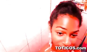 Stunning 19yo Dominican Babe With Massive Tits In The Shower