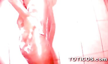Stunning 19yo Dominican Babe With Massive Tits In The Shower