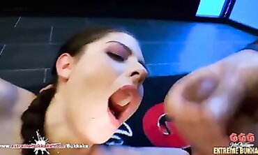 Petite Rebecca Volpetti Takes a Rough Bukkake Gangbang